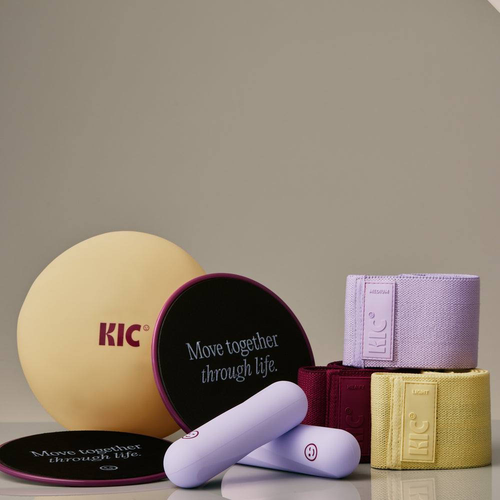 KIC Pilates At Home Starter Kit: Pilates ball, dumbbells, sliders and resistance bands. 
