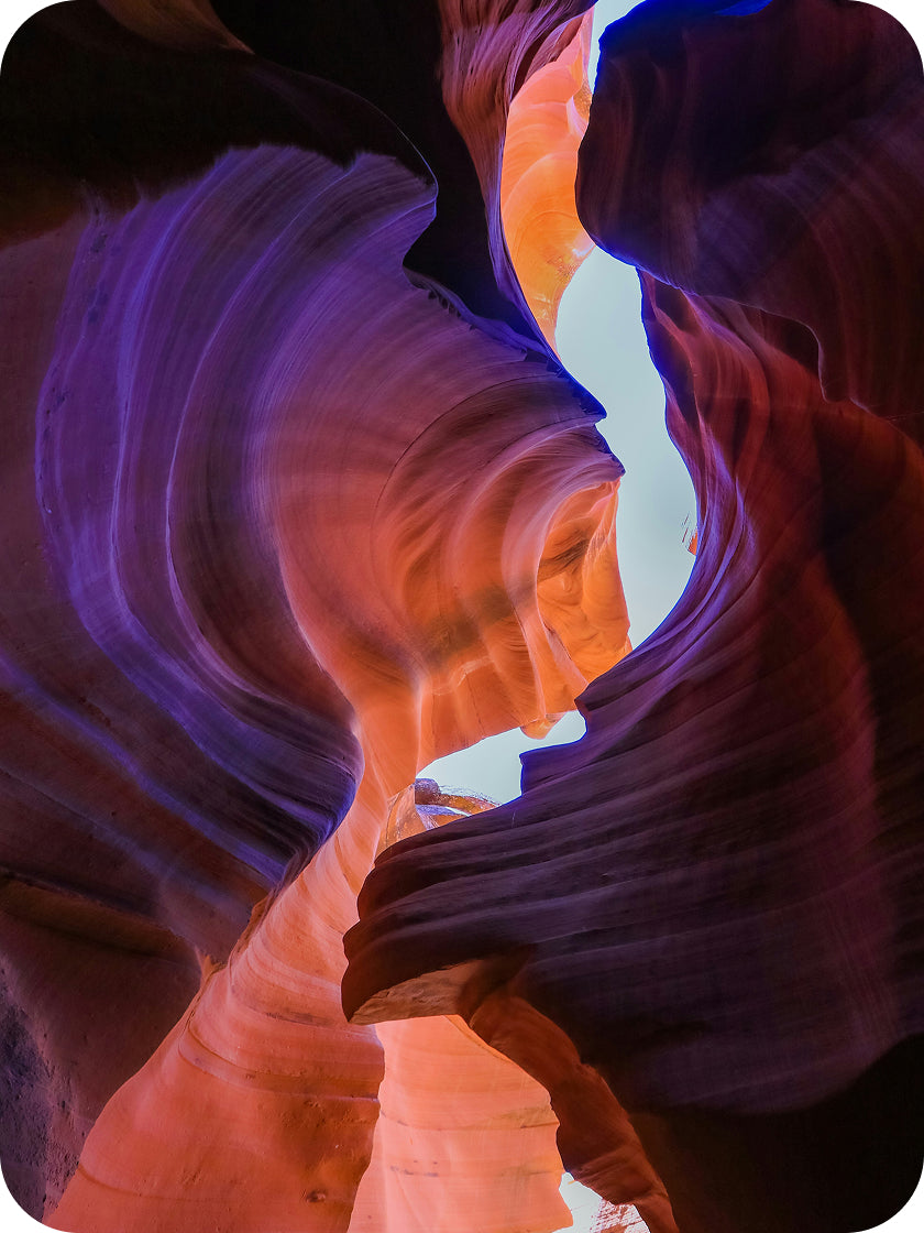 Colorful rock formations in a canyon pattern