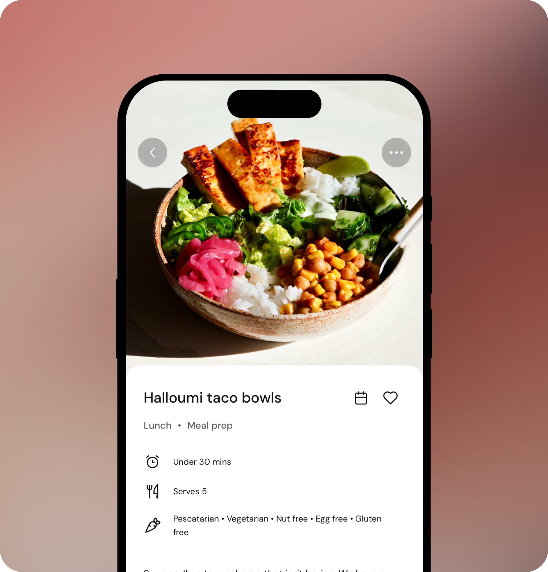 Phone case with a halloumi taco bowl design on a gradient background